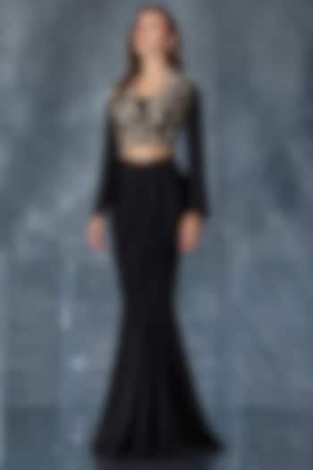 Black Organza Skirt Set by Kalighata Pret at Pernia's Pop Up Shop