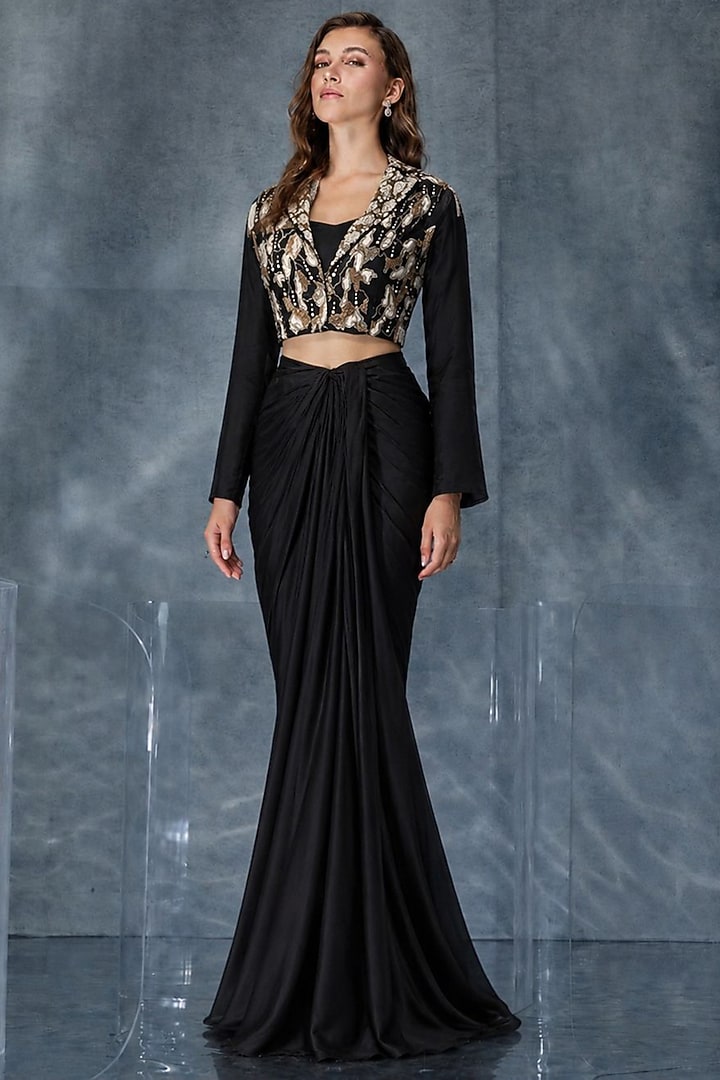 Black Organza Skirt Set by Kalighata Pret at Pernia's Pop Up Shop