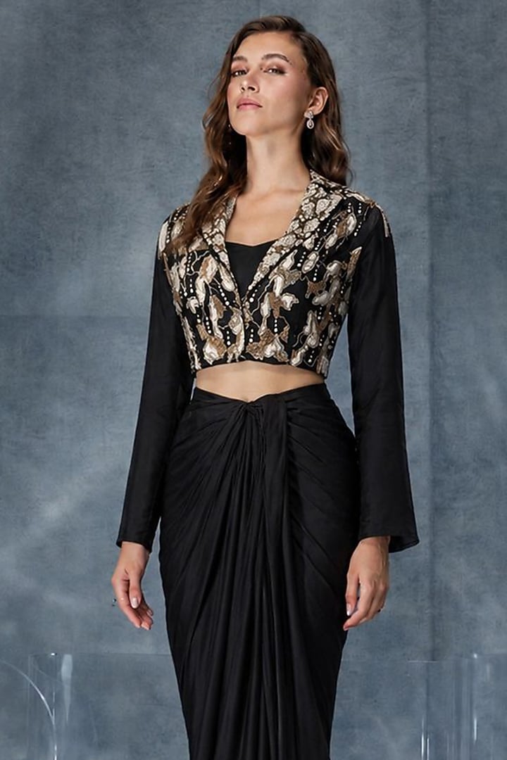 Black Organza Skirt Set by Kalighata Pret at Pernia's Pop Up Shop