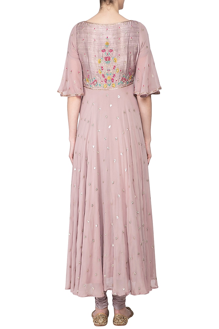 Dusky lavender embroidered Party Wear Anarkali set by KAIA at Pernia's Pop Up Shop
