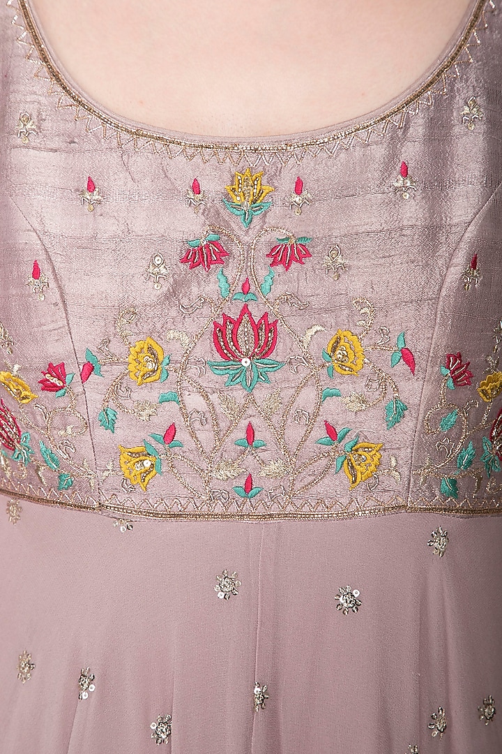 Dusky lavender embroidered Party Wear Anarkali set by KAIA at Pernia's Pop Up Shop