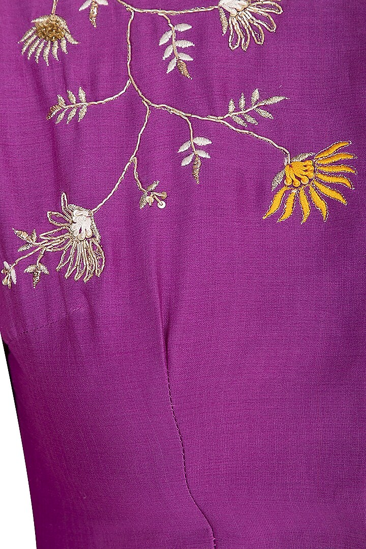 Purple embroidered Party Wear Anarkali with palazzo pants by KAIA at Pernia's Pop Up Shop