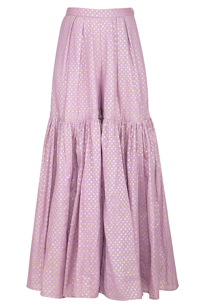Lavender Chanderi Banarasi Printed Gharara Set by Kaia at Pernia's Pop Up Shop