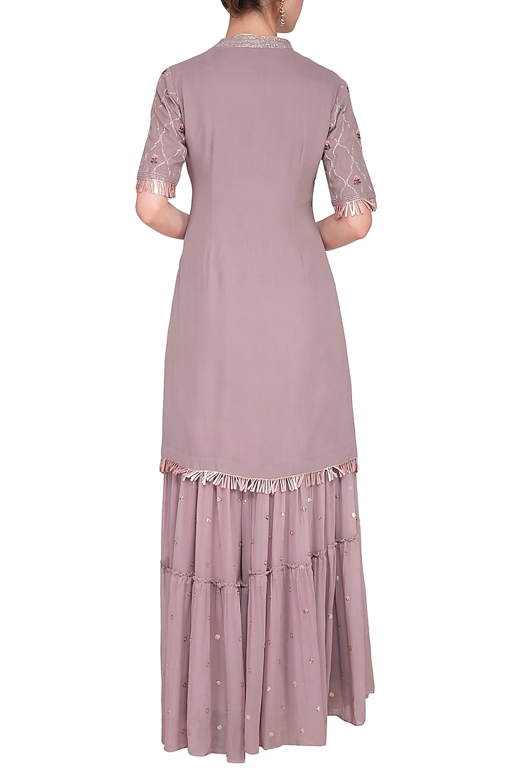 Dusky Lavender Embroidered Wedding Sharara Set by Kaia at Pernia's Pop Up Shop