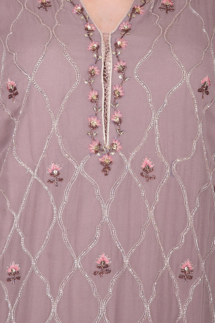 Dusky Lavender Embroidered Wedding Sharara Set by Kaia at Pernia's Pop Up Shop