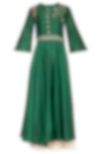 Emerald Green Embroidered Anarkali Set by Kaia