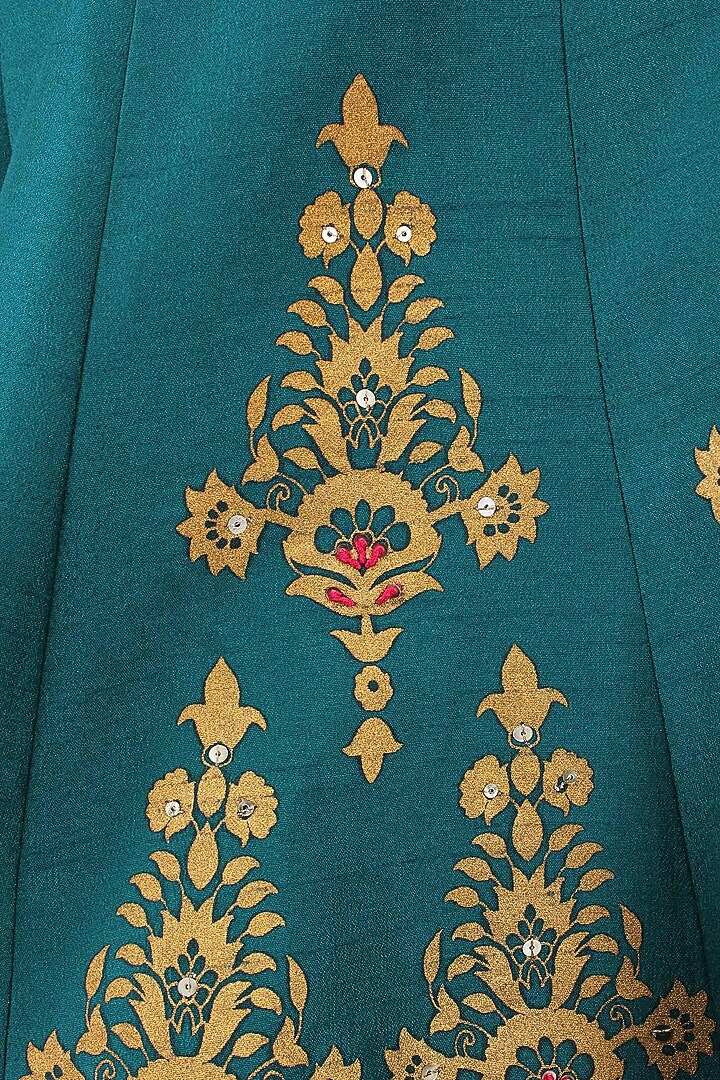 Powder blue and teal embroidered lehenga set available only at Pernia's Pop Up Shop.