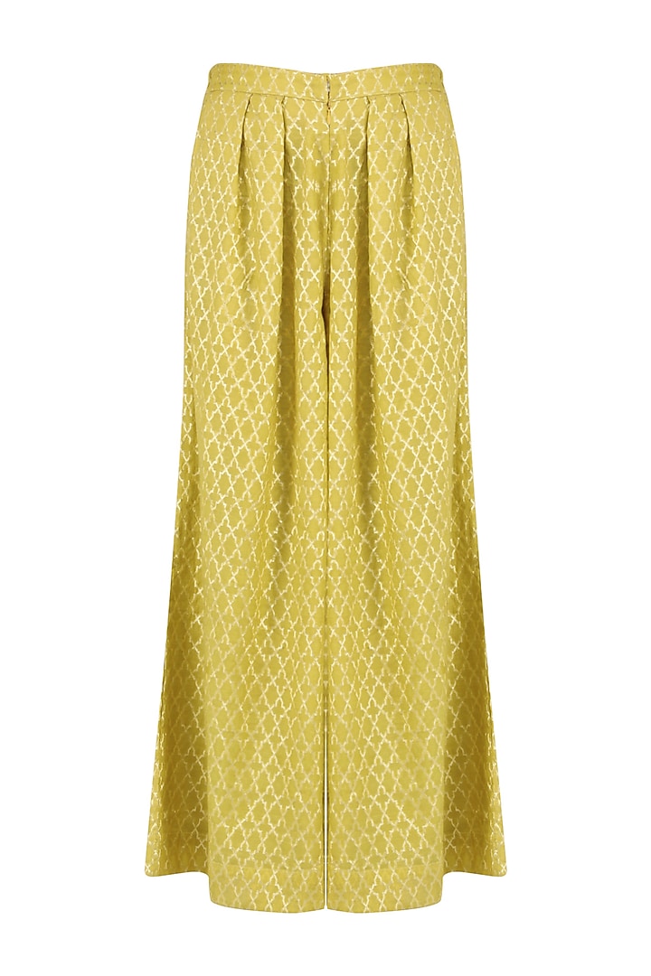 Yellow mirror embroidered kurta with palazzo pants set available only at Pernia's Pop Up Shop.