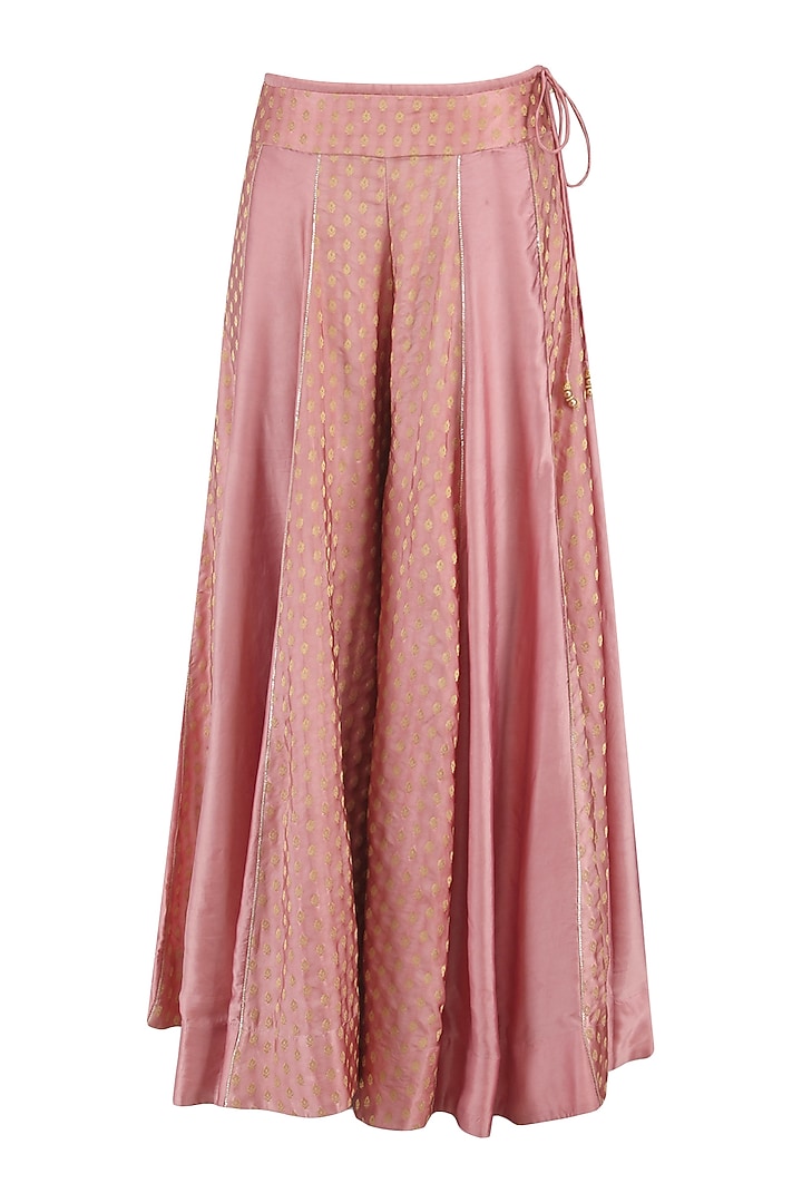 Peach embroidered jacket with sharara pants set available only at Pernia's Pop Up Shop.