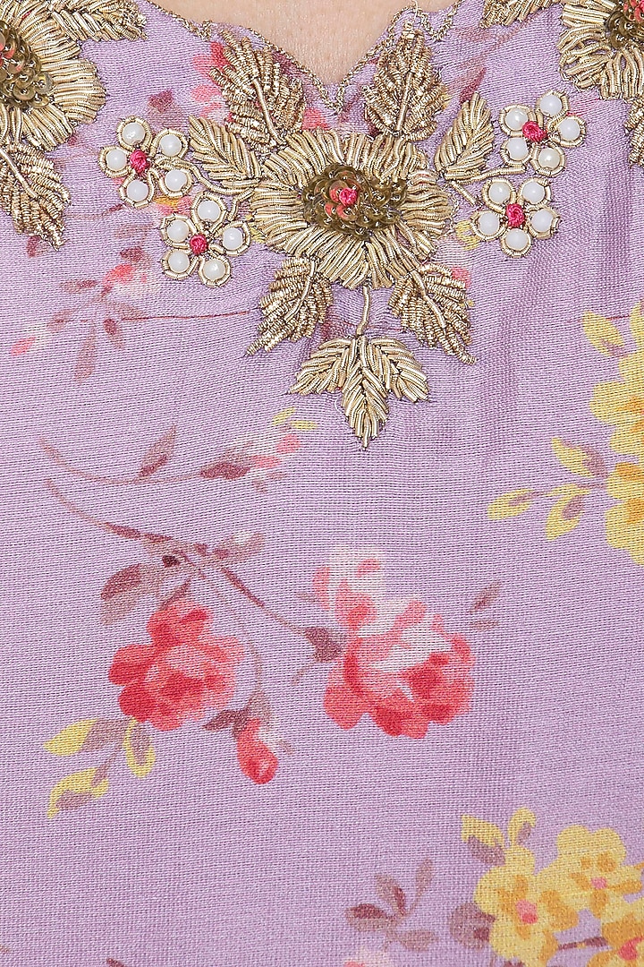 Mauve embroidered kurta set available only at Pernia's Pop Up Shop.