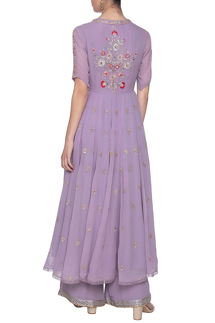 Mauve embroidered anarkali set available only at Pernia's Pop Up Shop.