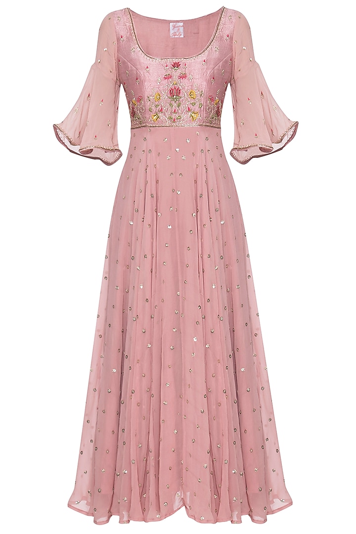 Rose dust embroidered anarkali set by KAIA