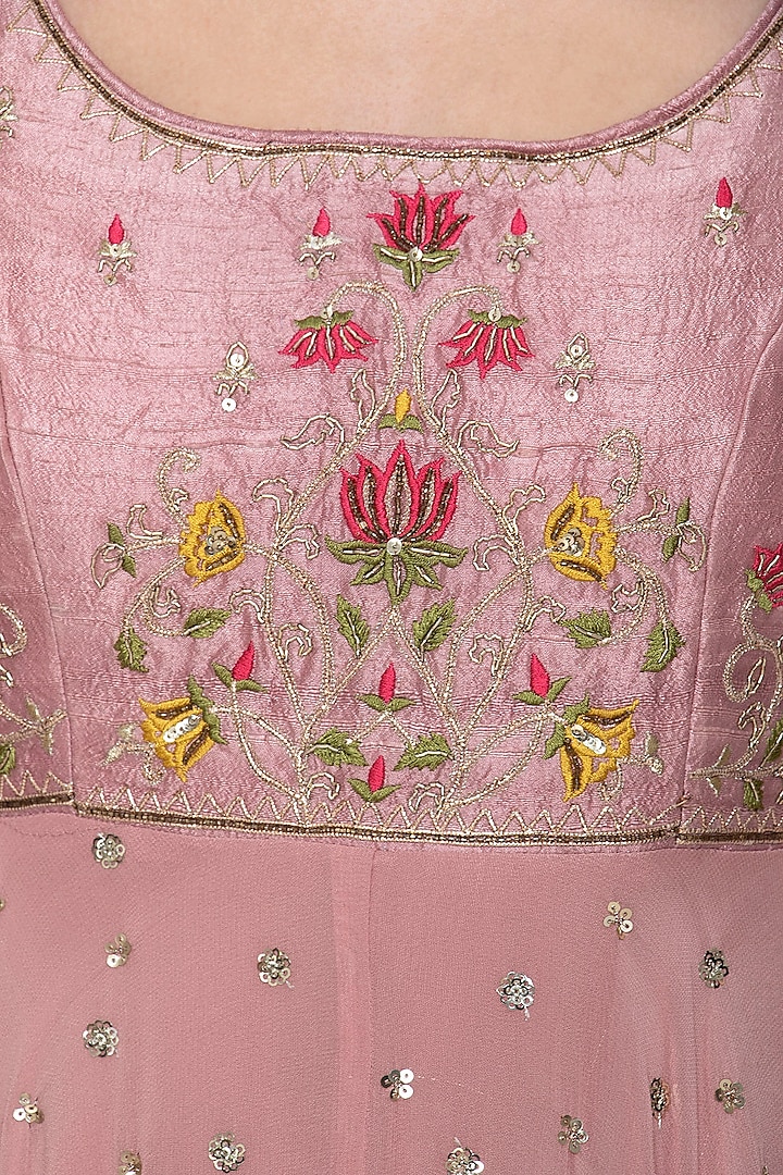 Rose dust embroidered anarkali set available only at Pernia's Pop Up Shop.