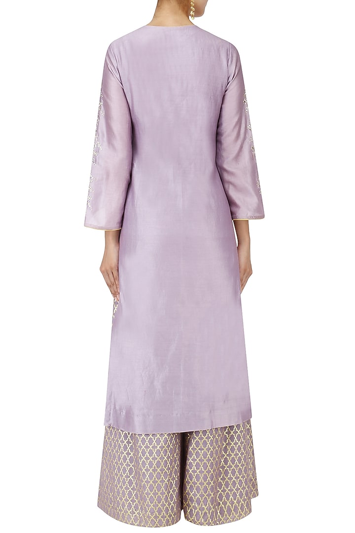 Muave mirror work kurta with palazzo pants and dupatta set available only at Pernia's Pop Up Shop.