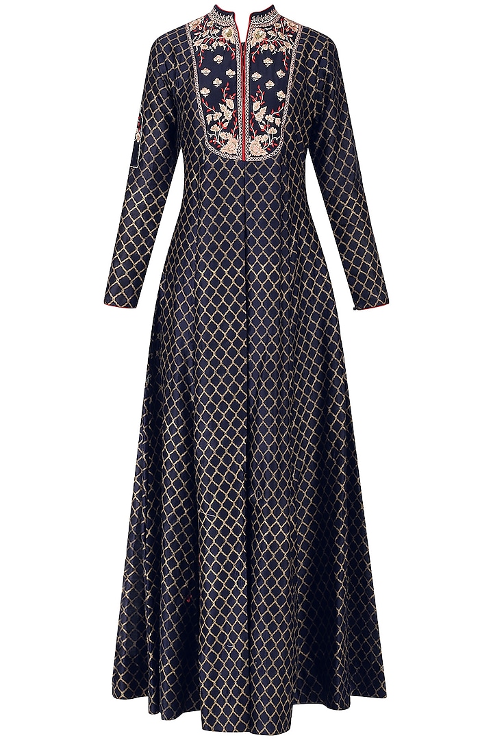 Indigo Embroidered Kurta Dress by KAIA