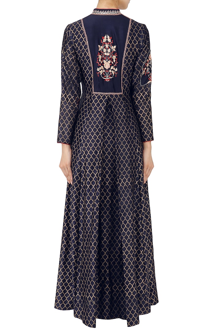 Indigo embroidered kurta dress available only at Pernia's Pop Up Shop.