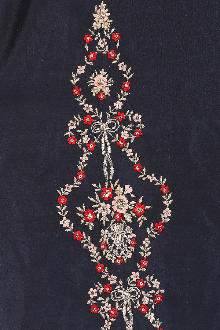 Indigo blue embroidered block printing kurta and palazzo set available only at Pernia's Pop Up Shop.