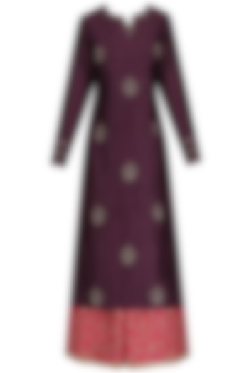 Deep purple embroidered kurta and palazzo set available only at Pernia's Pop Up Shop.