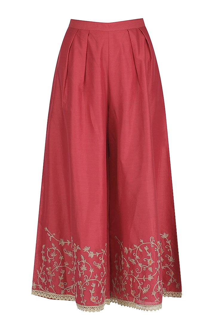 Deep purple embroidered kurta and palazzo set available only at Pernia's Pop Up Shop.