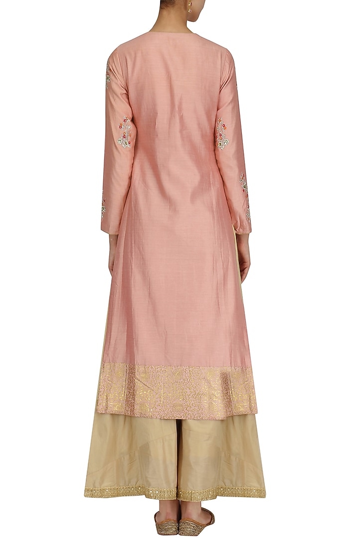 Lotus pink embroidered kurta and sharara set available only at Pernia's Pop Up Shop.