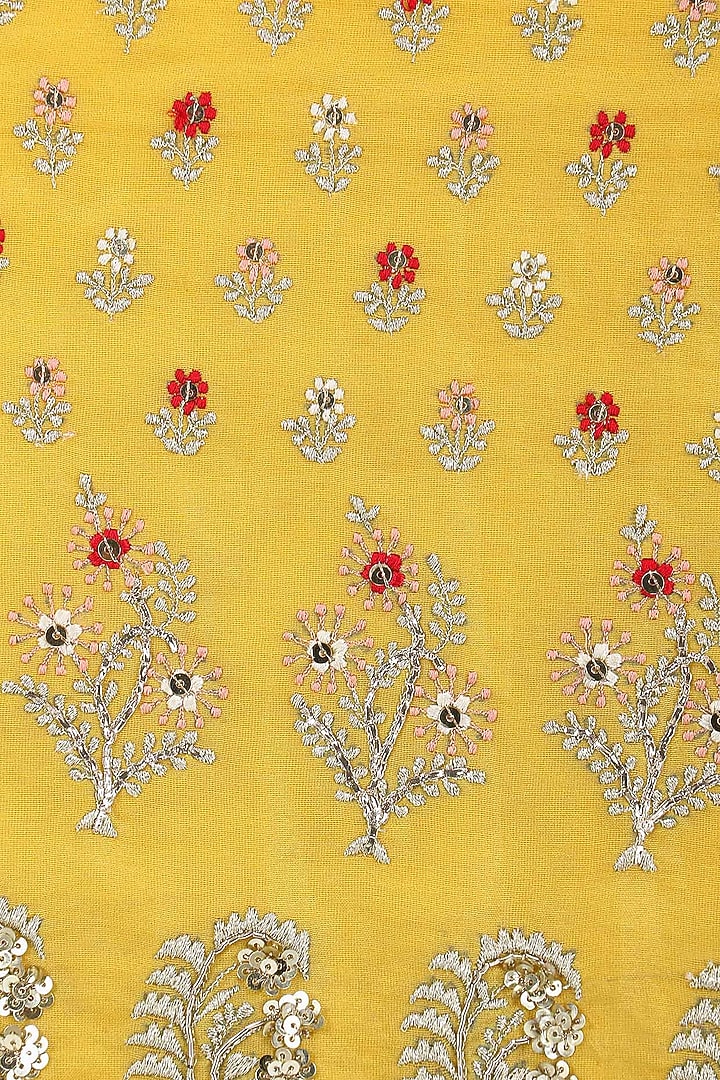 Yellow embroidered kurta and khadi palazzo set available only at Pernia's Pop Up Shop.