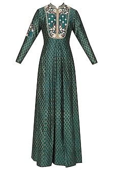 Peacock green embroidered anarkali set available only at Pernia's Pop ...