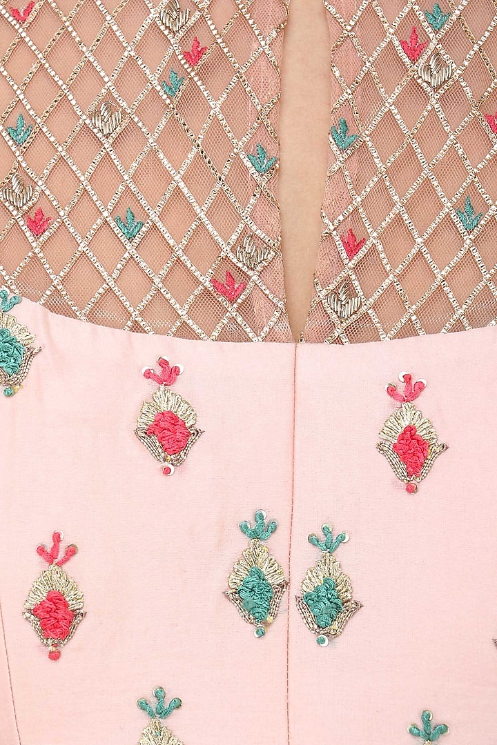 Lotus pink embroidered anarkali set available only at Pernia's Pop Up Shop.
