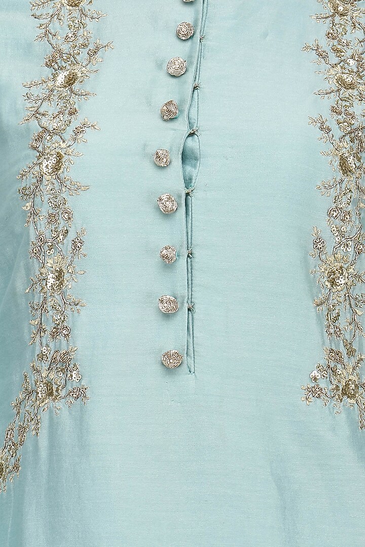 Powder blue floral work kurta and palazzo pants set available only at Pernia's Pop Up Shop.