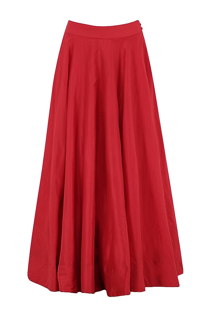 Red embroidered kurta with lehenga skirt set available only at Pernia's Pop Up Shop.