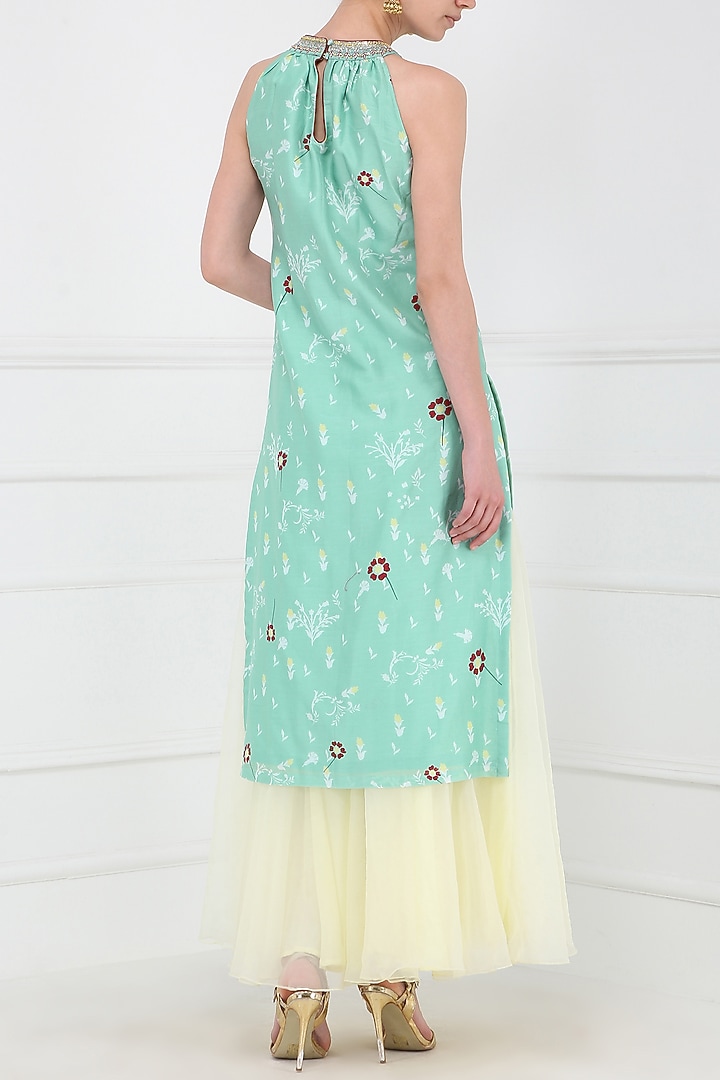 Powder blue embroidered kurta with sharara pants set available only at Pernia's Pop Up Shop.