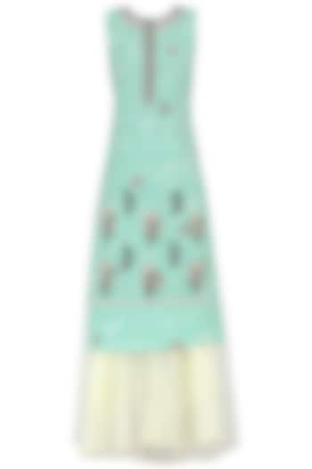 Powder Blue Embroidered Kurta With Lehenga Skirt Set by KAIA