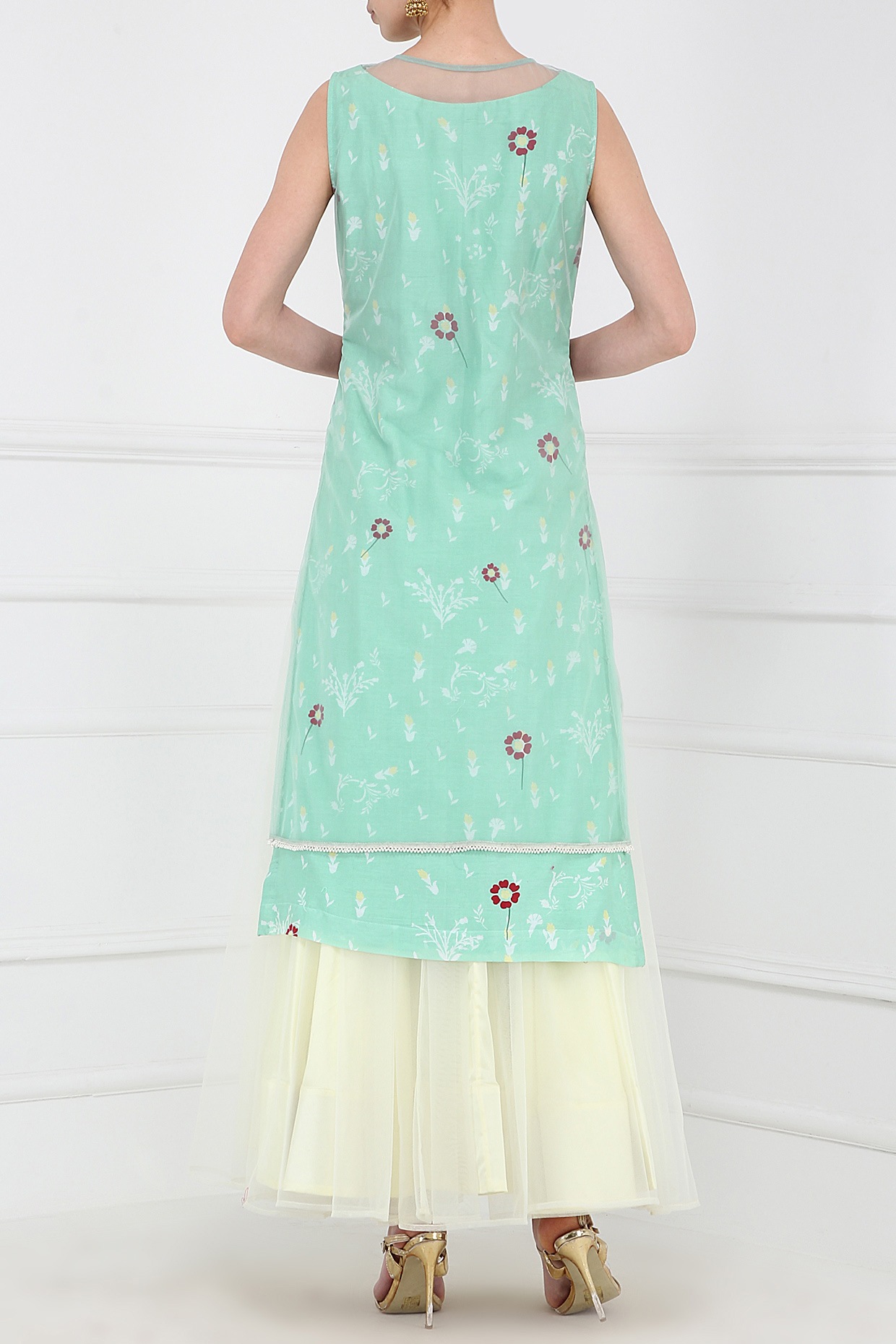 Buy Mandy Silk Three Fourth Sleeves Floral Chevron Printed Kurta Lehenga  Set Green for Girls (2-3Years) Online in India, Shop at FirstCry.com -  13026949