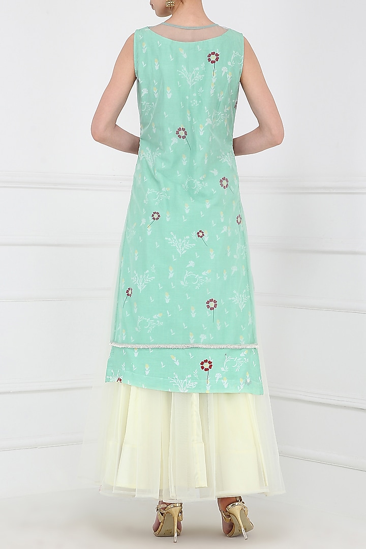 Powder blue embroidered kurta with lehenga skirt set available only at Pernia's Pop Up Shop.