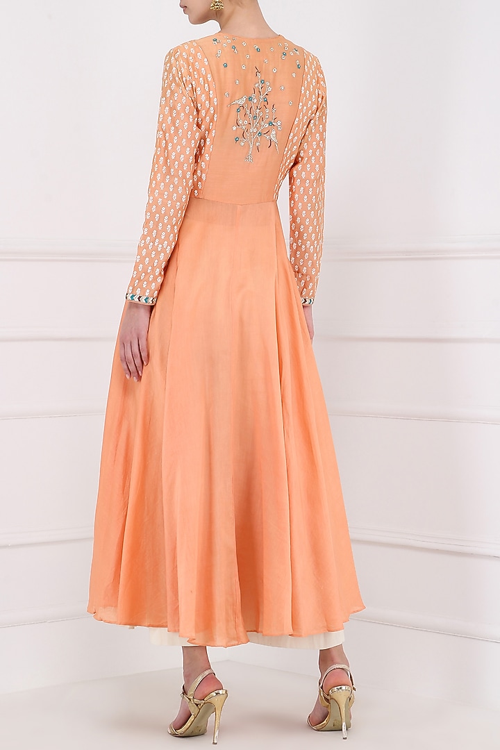 Orange embroidered kurta with palazzo pants available only at Pernia's Pop Up Shop.