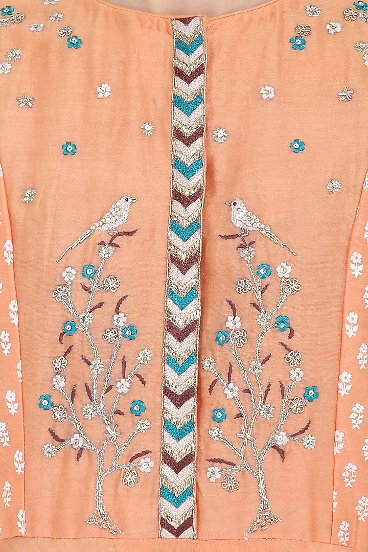 Orange embroidered kurta with palazzo pants available only at Pernia's Pop Up Shop.