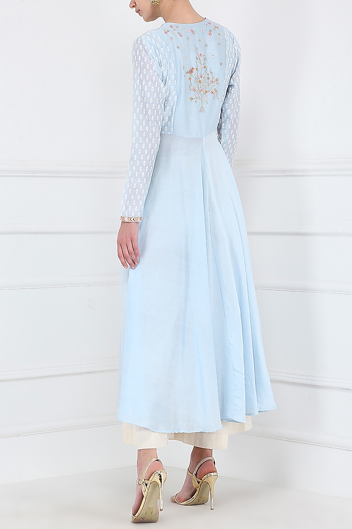 Pale blue embroidered kurta with palazzo pants available only at Pernia's Pop Up Shop.