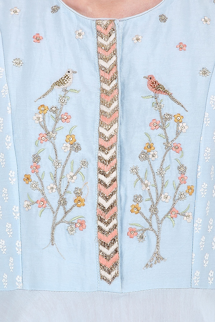Pale blue embroidered kurta with palazzo pants available only at Pernia's Pop Up Shop.