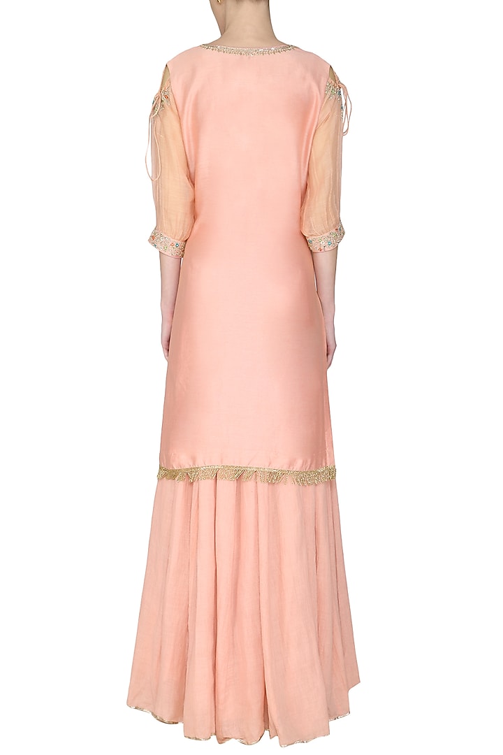 Light pink embroidered kurta with sharara pants set available only at Pernia's Pop Up Shop.