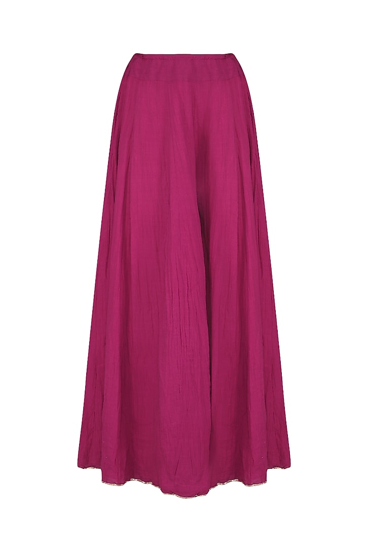Magenta pink embroidered kurta with sharara pants set available only at Pernia's Pop Up Shop.