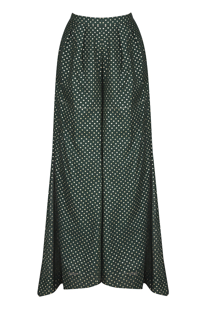 Spruce green embroidered asymmetrical kurta set available only at Pernia's Pop Up Shop.