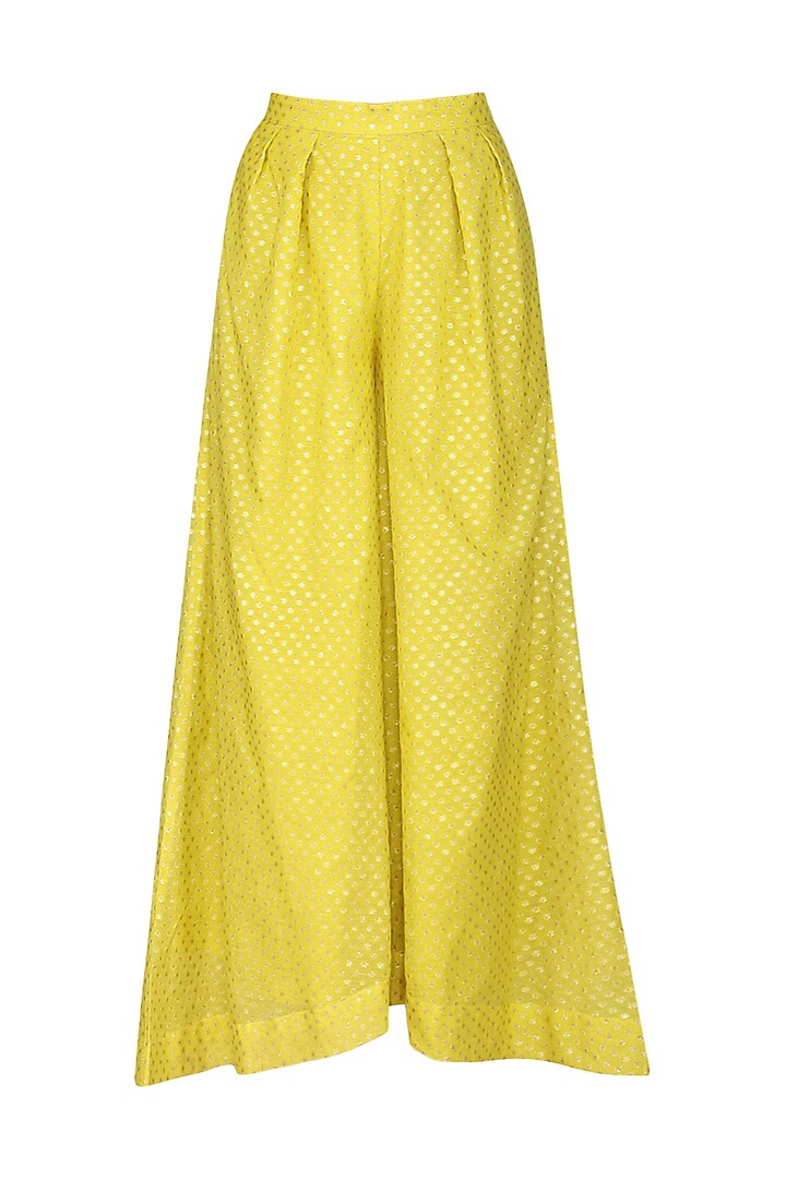 Yellow embroidered asymmetrical kurta set available only at Pernia's Pop Up Shop.