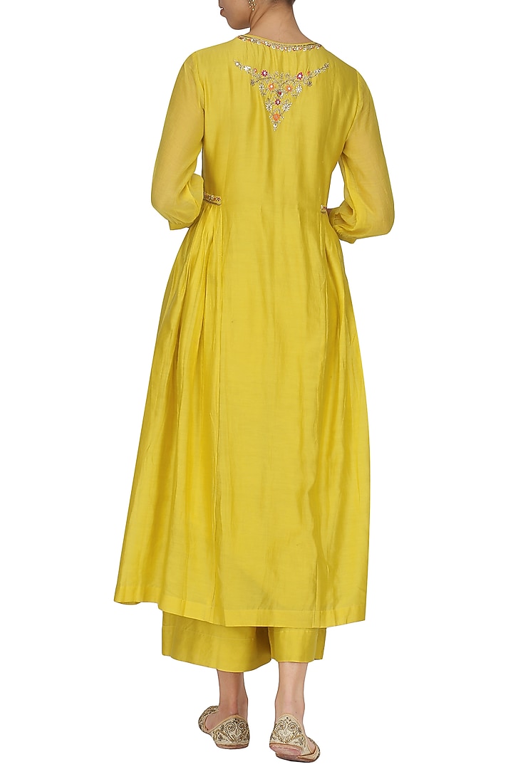 Yellow embroidered kurta set available only at Pernia's Pop Up Shop.