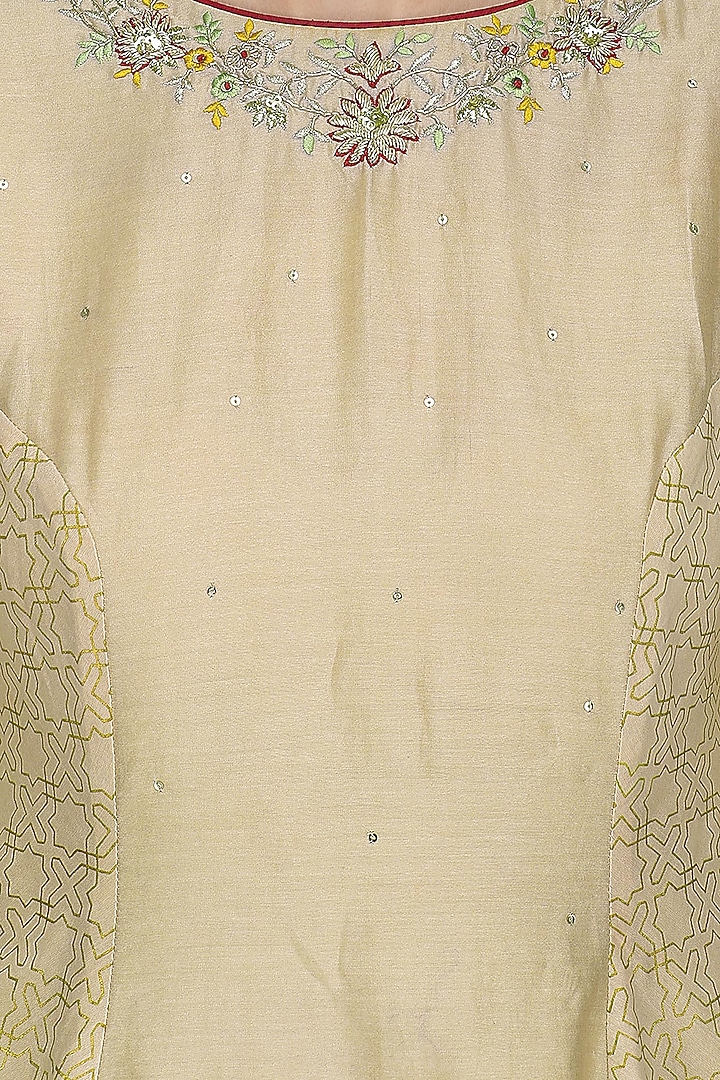 Gold and off white embroidered sharara set available only at Pernia's Pop Up Shop.