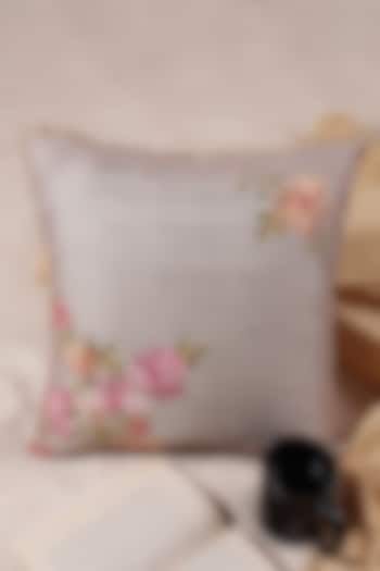 Light Grey Jacquard Silk Cushion Cover (Set of 2) by Khaabka at Pernia's Pop Up Shop