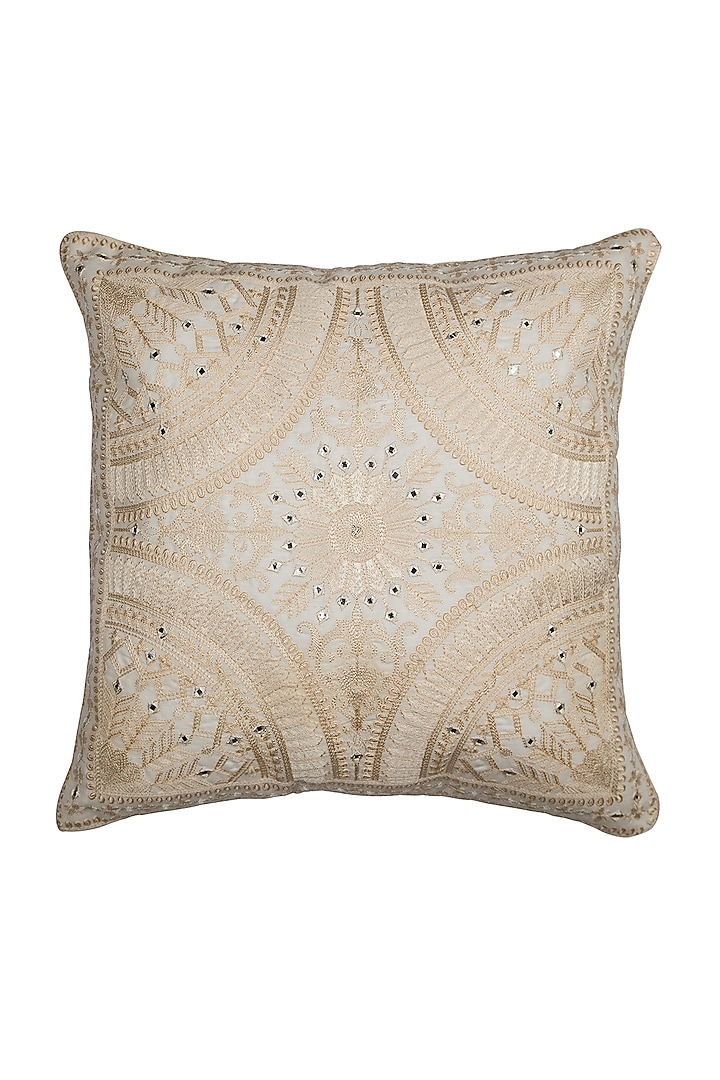 Off-White Embroidered Cushion Cover (Set of 2) by Khaabka at Pernia's Pop Up Shop
