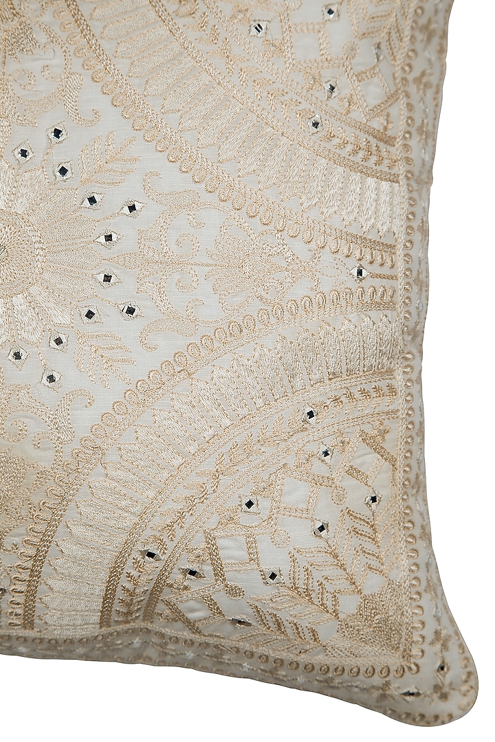 Off-White Embroidered Cushion Cover (Set of 2) by Khaabka at Pernia's Pop Up Shop