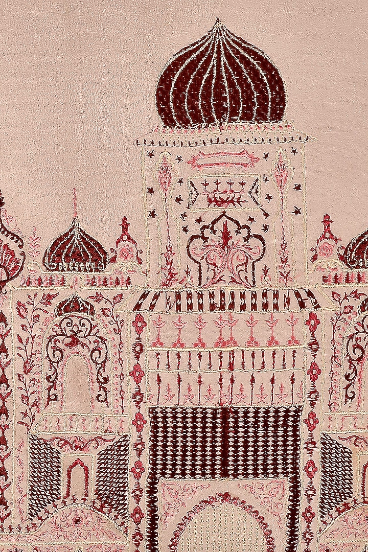 Pink Velvet Resham Embroidered Square Cushion Cover Set of 2 by Khaabka at Pernia's Pop Up Shop