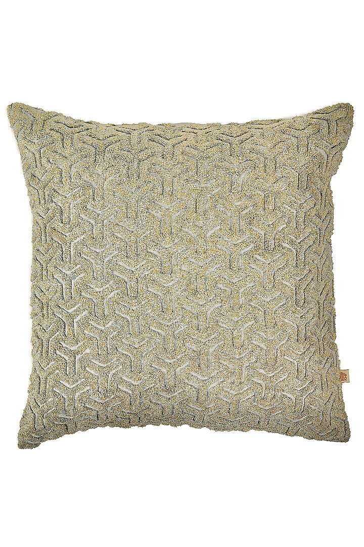 Sky Blue Cotton Silk Embroidered Square Cushion Cover Set Of 2 by Khaabka at Pernia's Pop Up Shop