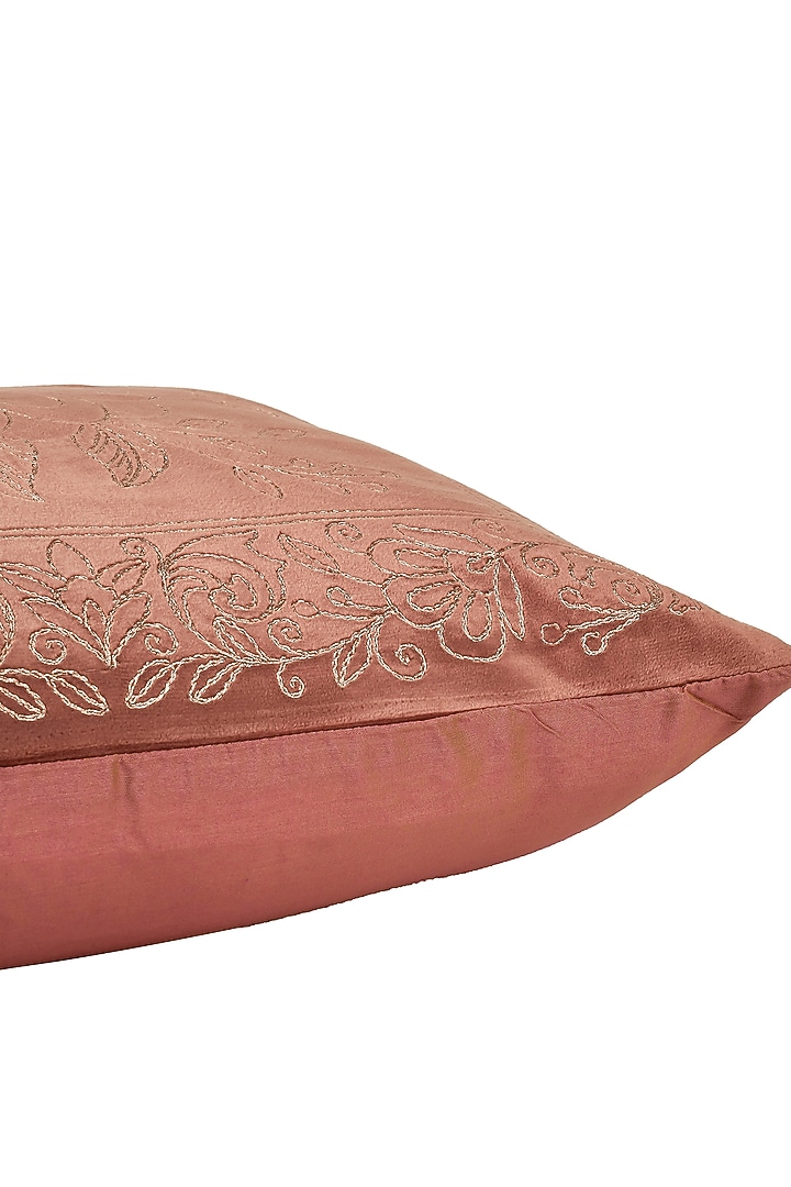Wine Velvet Floral Embroidered Square Cushion Cover Set Of 2 by Khaabka at Pernia's Pop Up Shop