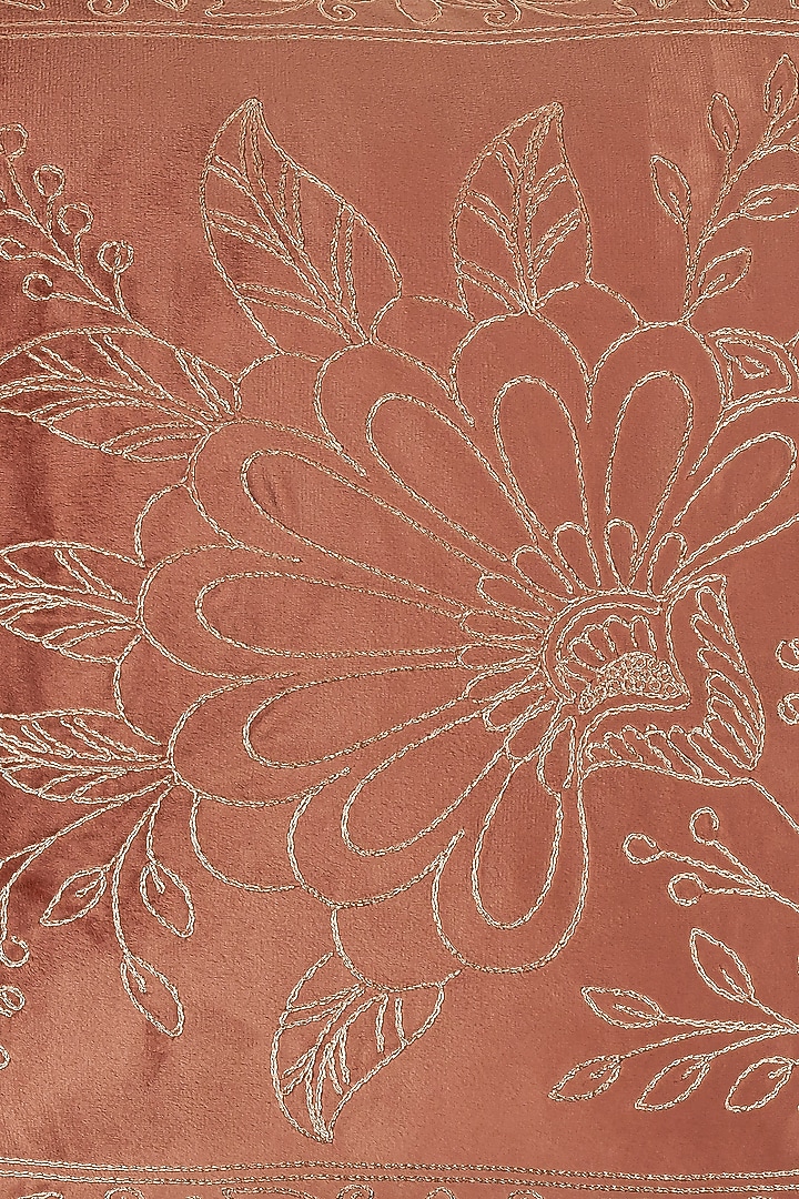 Wine Velvet Floral Embroidered Square Cushion Cover Set Of 2 by Khaabka at Pernia's Pop Up Shop